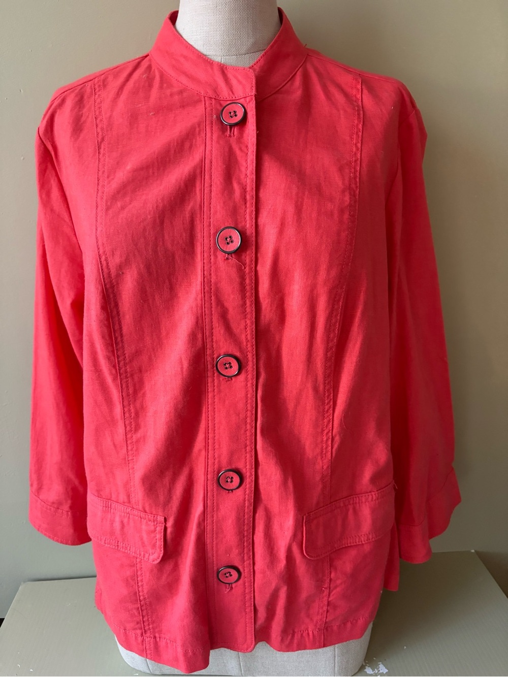 Northern Reflections Women’s coral button up jacket linen cotton Sz L - Picture 2 of 11
